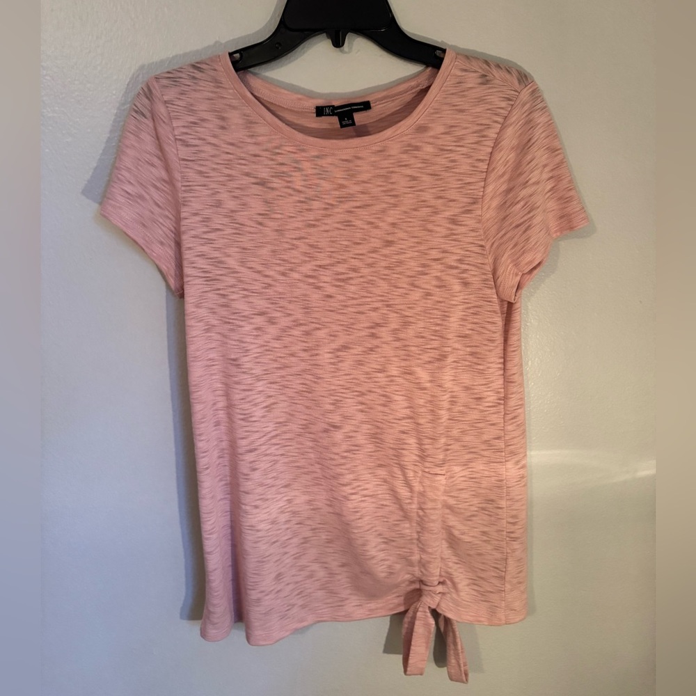 INC Pink & Gray Short Sleeve Shirt, Small Pink Scoop Neck Top, Womens Shirts